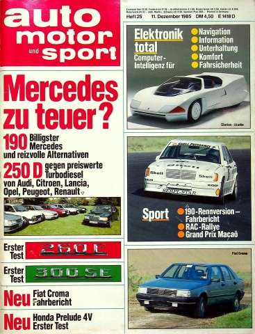 Deckblatt Auto Motor und Sport (25/1985)